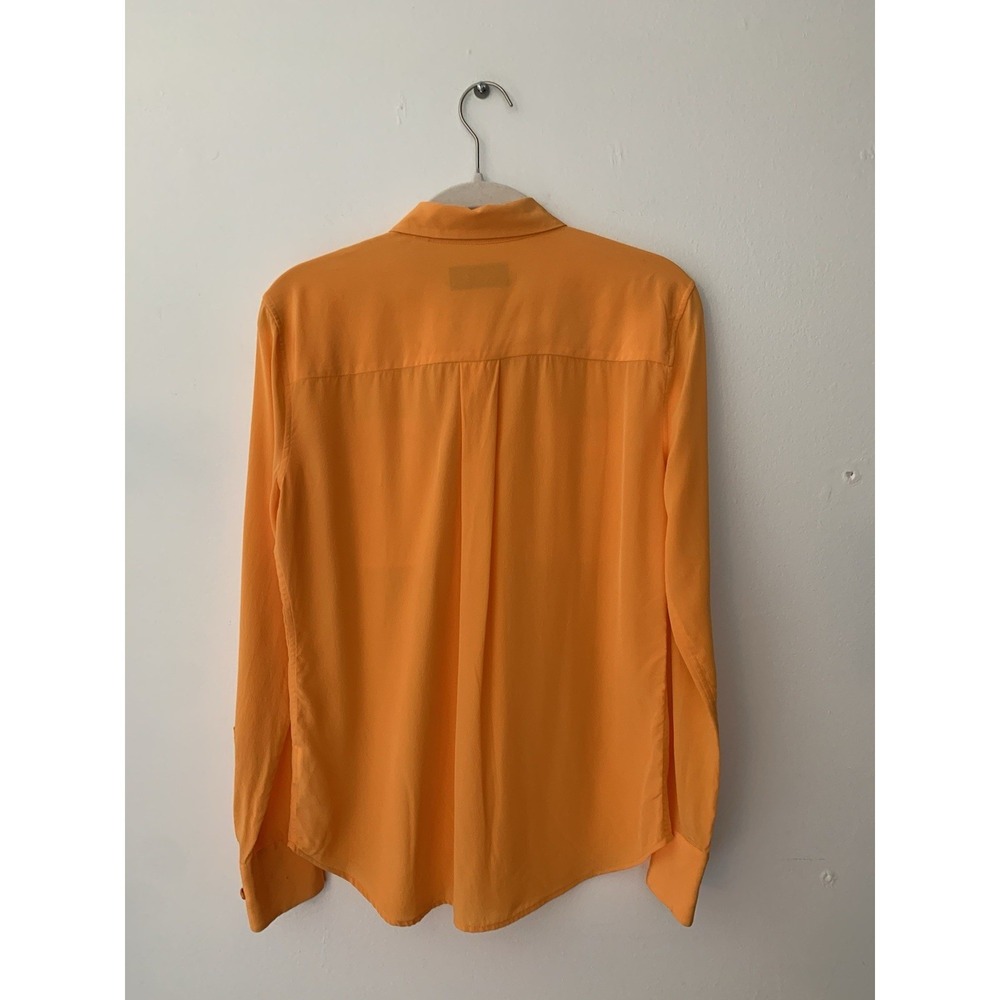 Equipment Blouse 100% Silk Bright Orange XS Quiet Luxury Old Money Elevated - Picture 6 of 8